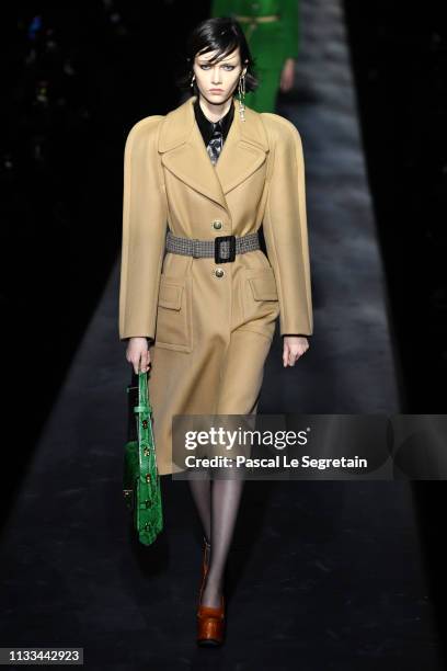 Model walks the runway during the Givenchy show as part of the Paris Fashion Week Womenswear Fall/Winter 2019/2020 on March 03, 2019 in Paris, France.