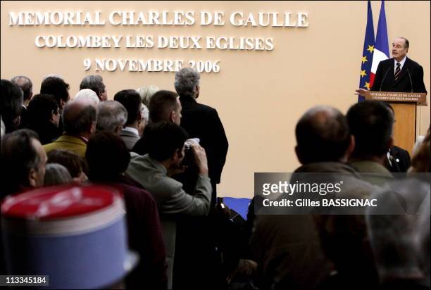 Groundbreaking Ceremony Of The Charles De Gaulle Memorial With French President Jacques Chirac And His Wife Bernadette, Admiral Philippe De Gaulle...