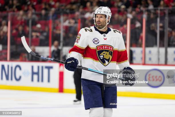 Florida Panthers Left Wing Troy Brouwer waits for a face-off during third period National Hockey League action between the Florida Panthers and...