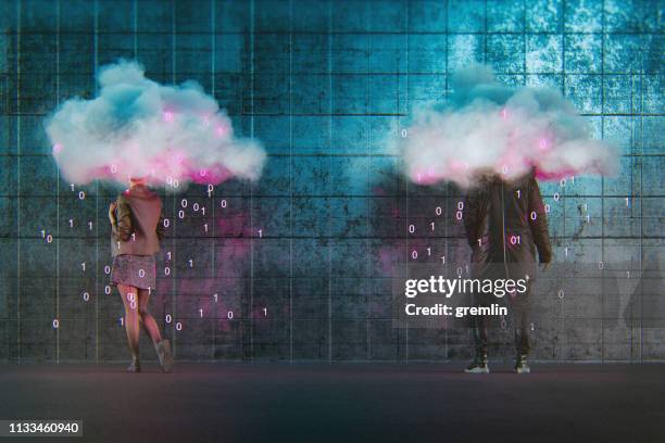 virtual dating cloud computing conceptual image - blind date stock pictures, royalty-free photos & images