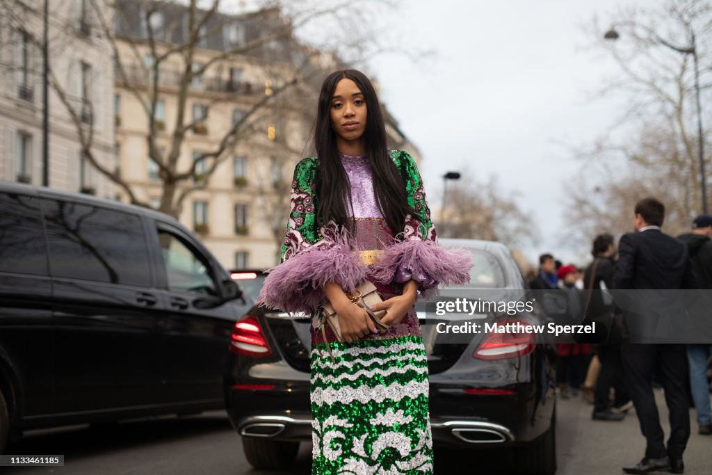 Street Style - Paris Fashion Week Womenswear Fall/Winter 2019/2020 : Day Seven