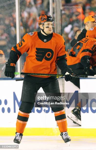 James van Riemsdyk of the Philadelphia Flyers skates against the Pittsburgh Penguins at the 2019 Coors Light NHL Stadium Series on February 23, 2019...