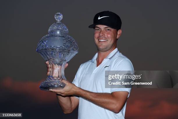 Keith Mitchell poses with the trophy after winning the Honda Classic at PGA National Resort and Spa on March 03, 2019 in Palm Beach Gardens, Florida.
