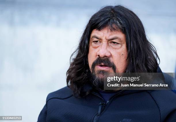 Assistant coach German Burgos of Atletico Madrid looks on prior to the start the La Liga match between Real Sociedad and Club Atletico de Madrid at...