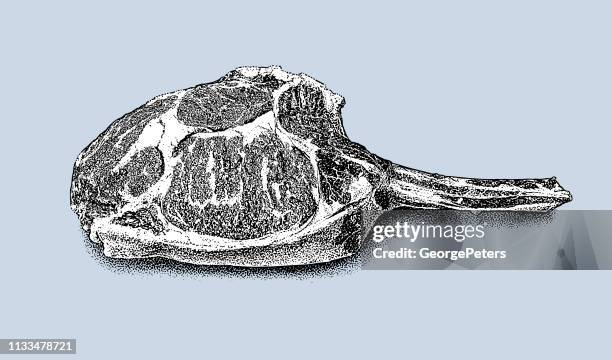 knochen-in-ritten eye steak. usda prime, cowboy geschnitten. - rib eye steak stock-grafiken, -clipart, -cartoons und -symbole