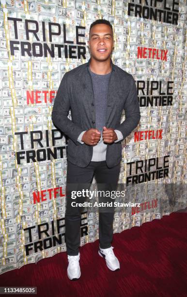 Dale Moss attends Netflix World Premiere of TRIPLE FRONTIER at Lincoln Center on March 03, 2019 in New York City.