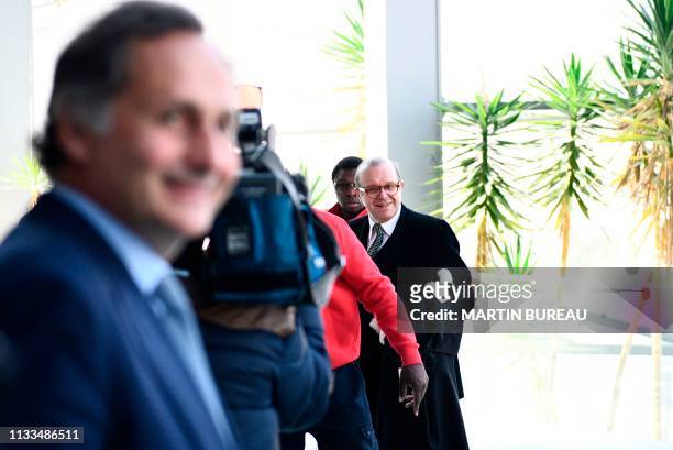 Lawyer for Laura Smet, daughter of late French singer Johnny Hallyday, Herve Temime arrives prior hearing at the Nanterre Regional courthouse, near...