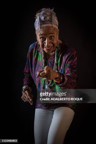 Cuban singer Regla Teresa Garcia Rodriguez, known as "Tete Caturla", poses for pictures in Havana on March 7, 2019. - "Tete Caturla", daughter of...