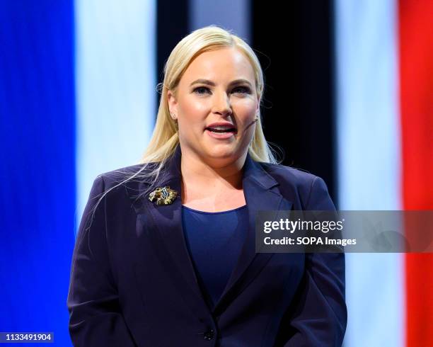 Meghan McCain, TV Host and Author, seen speaking during the American Israel Public Affairs Committee Policy Conference in Washington, DC.