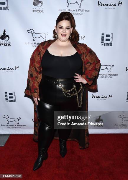 Model Tess Holliday attends The Animal Hope & Wellness Foundation's 2nd Annual Compassion Gala at Playa Studios on March 03, 2019 in Culver City,...