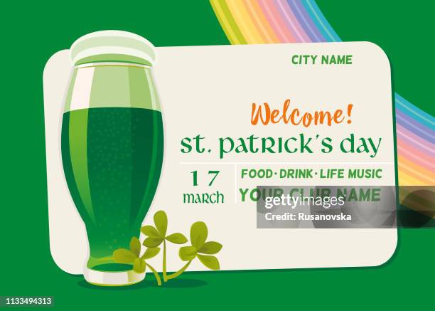 st. patrick's day beer invitation - silver bars stock illustrations