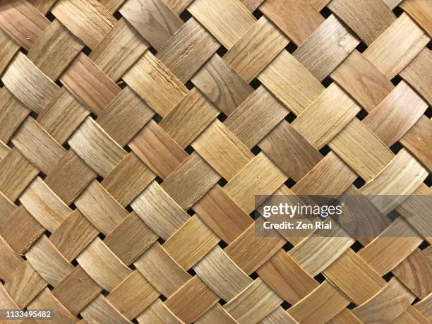 extreme close-up of a woven basket made of bamboo material - bamboo concepts ストックフォトと画像