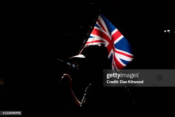 Brexit supporters march in Fulham in the final leg of the March To Leave Rally on March 29, 2019 in London, England. The March to Leave began in...