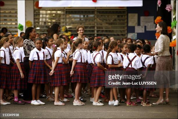 Displacement Of Segolene Royal In Fort De France, Martinique On January 26, 2007 - Segolene Royal at the boarding school St Joseph of Cluny.