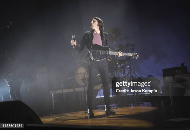 Singer and songwriter James Bay performs at The Ryman Auditorium on March 03, 2019 in Nashville, Tennessee.