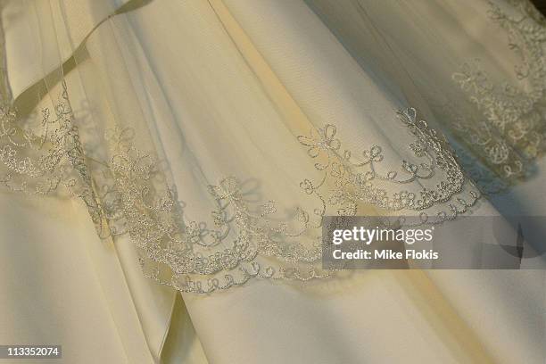 The replica Wedding dress worn by Catherine, Duchess of Cambridge displayed at the Queen Victoria Building on May 2, 2011 in Sydney, Australia....