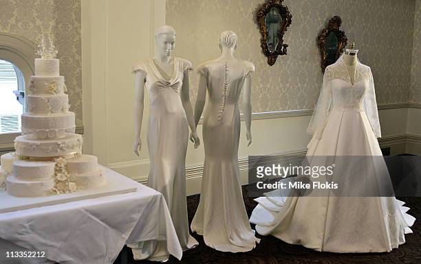 The replica wedding dress worn by Catherine, Duchess of Cambridge displayed at the Queen Victoria Building on May 2, 2011 in Sydney, Australia....