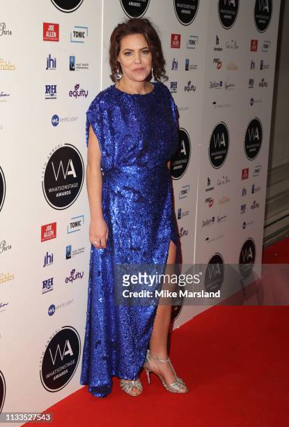 Rachel Tucker attends the WhatsOnStage Awards at Prince Of Wales Theatre on March 03, 2019 in London, England.