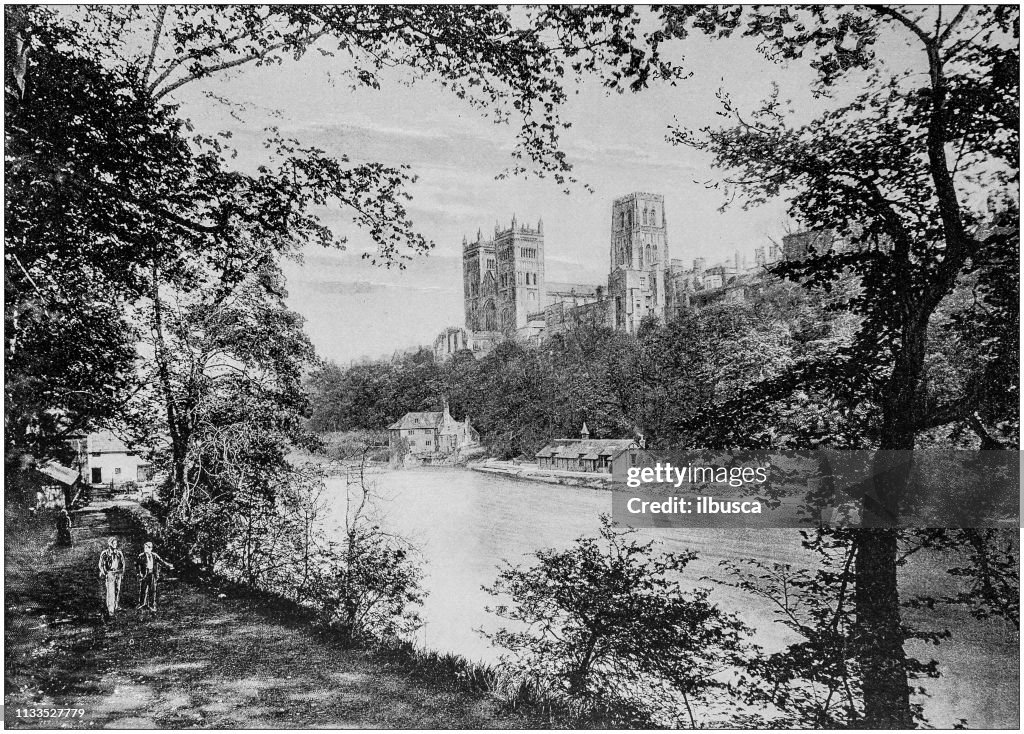 Antique black and white photograph of England and Wales: Durham Cathedral