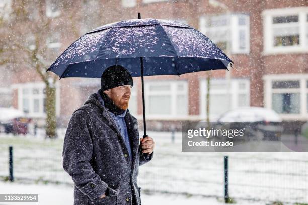 slecht weer holland - frozen man stockfoto's en -beelden