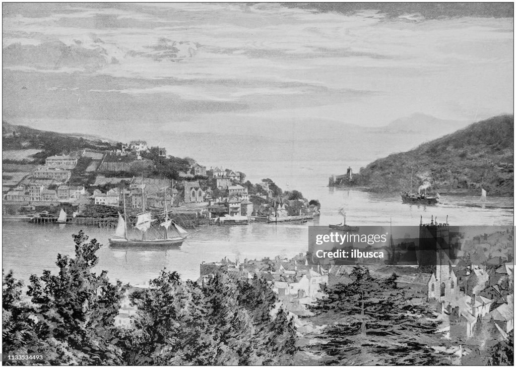 Antique black and white photograph of England and Wales: Dartmouth