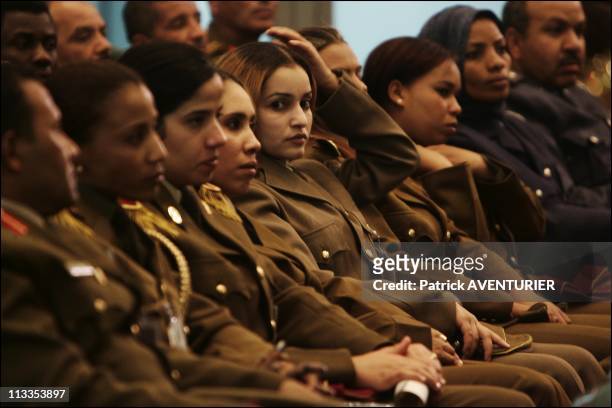 Women'S Officiers Of The Lybian Infantry Academy At The Sixth World Symposium On The Thought Of Mouamar Kadahfi In Sheba, Libya On March 03, 2007 -