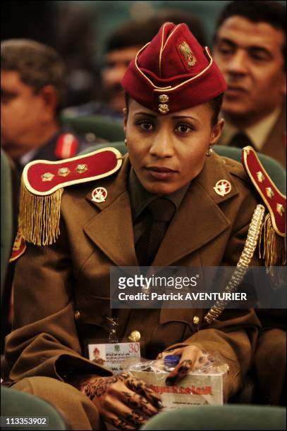 Women'S Officiers Of The Lybian Infantry Academy At The Sixth World Symposium On The Thought Of Mouamar Kadahfi In Sheba, Libya On March 03, 2007 -