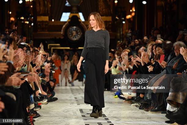 Designer Stella McCartney walks the runway during the Stella McCartney show as part of the Paris Fashion Week Womenswear Fall/Winter 2019/2020 on...