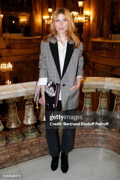 Clemence Poesy attends the Stella McCartney show as part of the Paris Fashion Week Womenswear Fall/Winter 2019/2020 on March 04, 2019 in Paris,...