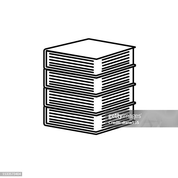 flat design book icon - book stack line stock illustrations
