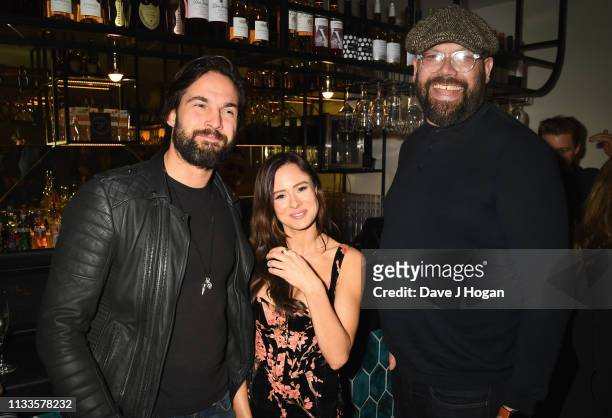 Camilla Thurlow, Jamie Jewitt and Tom Davies attend the Into Film Award 2019 at Odeon Luxe Leicester Square on March 04, 2019 in London, England.