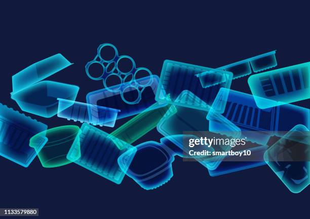 plastic food containers, trays or packaging - styrofoam container stock illustrations