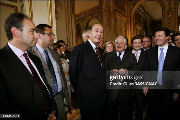 After The Last Council Of Ministers At The Elysee Palace, French President Jacques Chirac Invits All The Members Of Dominique De Villepin'S...