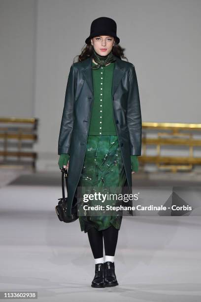 Model walks the runway during the Agnes B show as part of the Paris Fashion Week Womenswear Fall/Winter 2019/2020 on March 04, 2019 in Paris, France.