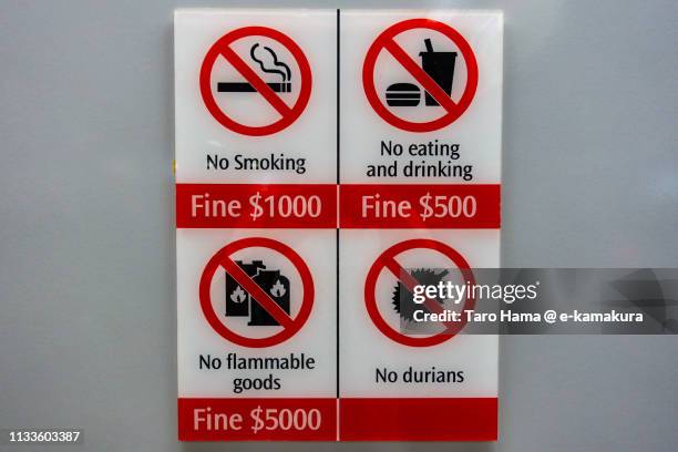 no durians in the train in singapore - durian singapore stock pictures, royalty-free photos & images