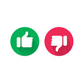 Do and Dont thumb up and down vector icons. Vector red bad and green good, Like and unlike symbols for negative and positive check