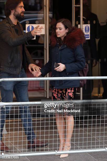 Camilla Thurlow leaves the Into Film Awards at Odeon Luxe Leicester Square on March 04, 2019 in London, England.