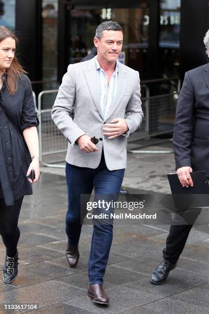 Luke Evans leaves the Into Film Awards at Odeon Luxe Leicester Square on March 04, 2019 in London, England.