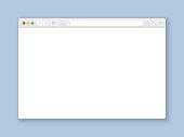 Browser window. Web interface mock screen internet document mockup website flat blank frame tab page elements, vector illustration