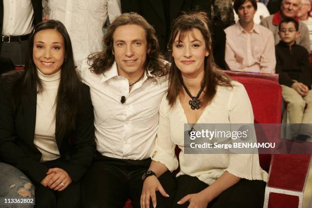 Philippe Candeloro On Vivement Dimanche Tv Show On February 7Th, 2005 In Paris, France - Sarah Abitbol, Philippe And Olivia Candeloro.