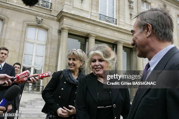Former actress and now animals rights activist Brigitte Bardot invited for a meeting on the environment with French President Nicolas Sarkozy, at the Elysee Palace In Paris, France On September 27, 2007. Former actress and now animals rights activist Brigitte Bardot invited for a meeting on the environment with French President Nicolas Sarkozy, at the Elysee Palace In Paris, France On September 27, 2007.