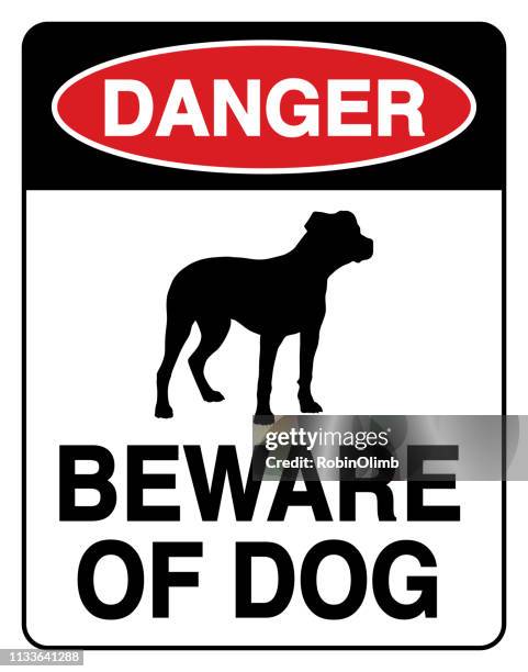 illustrazioni stock, clip art, cartoni animati e icone di tendenza di attenzione al segno del cane - pit bull terrier stock illustrations