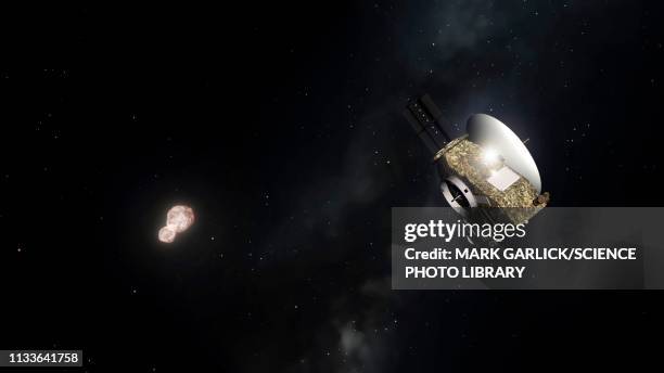 stockillustraties, clipart, cartoons en iconen met artwork of ultima thule and new horizons - exploratory spacecraft