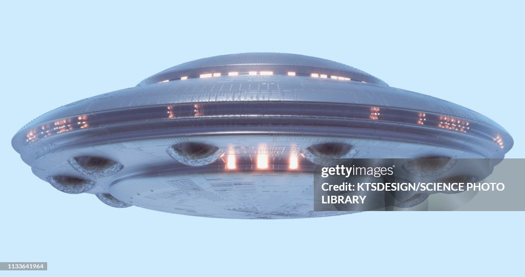 UFO against white background, illustration