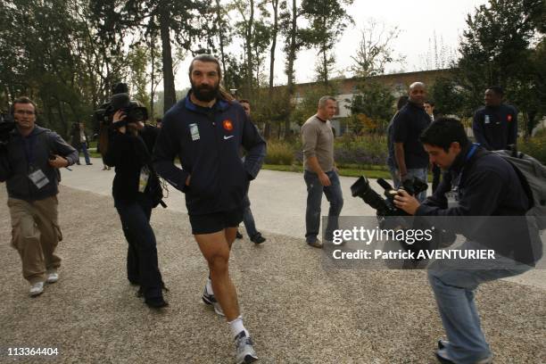 Return Of The French Rugby Team In Marcoussis, France On October 09, 2007 - Sebastien Chabal.