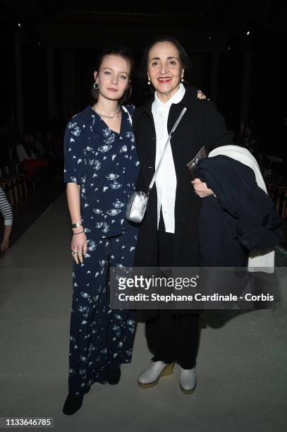Actresses Diane Rouxel and Dominique Blanc attend the Agnes B show as part of the Paris Fashion Week Womenswear Fall/Winter 2019/2020 on March 04,...