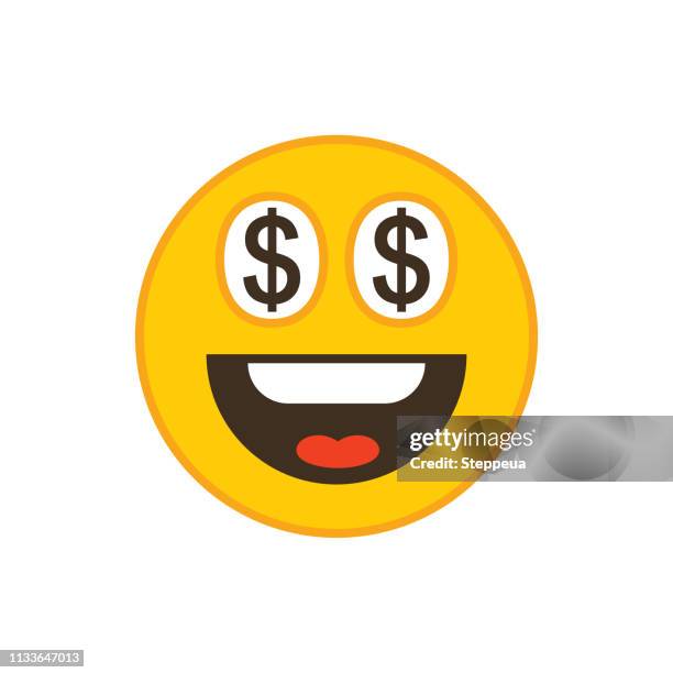 ilustrações, clipart, desenhos animados e ícones de emoticon com sinal de dólar - símbolo de moeda