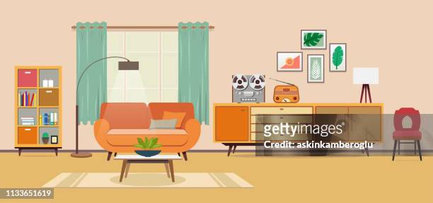 illustrations, cliparts, dessins animés et icônes de chambre vintage - divano
