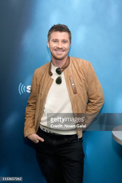 Actor Garrett Hedlund visits 'Radio Andy' with Andy Cohen at the SiriusXM Studios on March 04, 2019 in New York City.