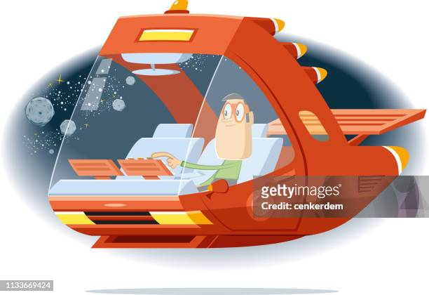 stockillustraties, clipart, cartoons en iconen met ruimteschip - flying cars